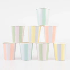 Pastel Stripe Cups (x 8)>Meri Meri Best