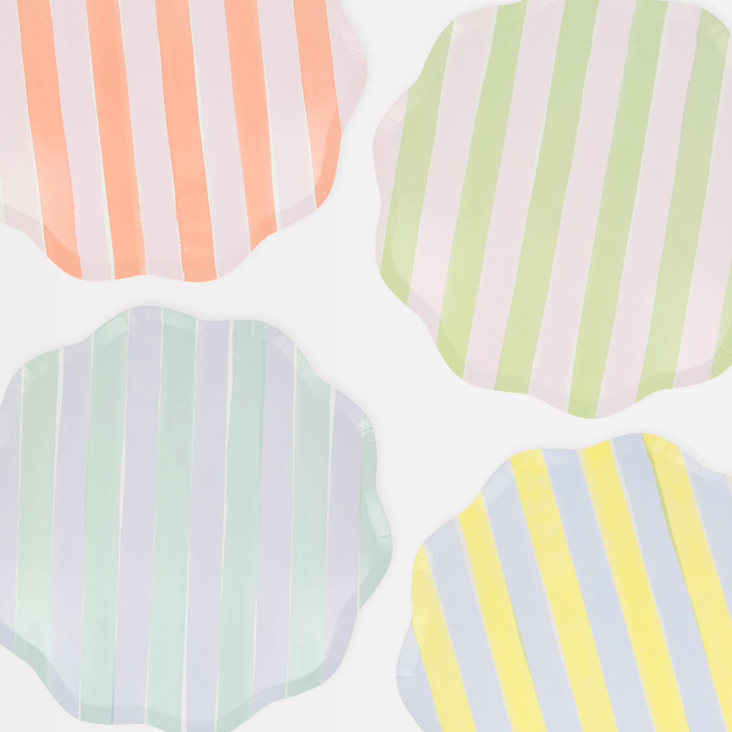 Pastel Stripe Dinner Plates (x 8)>Meri Meri Online