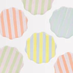 Pastel Stripe Side Plates (x 8)>Meri Meri Hot