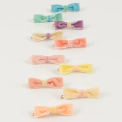 Pastel Velvet Mini Bow Clips (x 10)>Meri Meri Sale