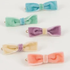 Pastel Velvet Mini Bow Clips (x 10)><noscript><img width=