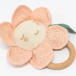 Peach Daisy Baby Rattle>Meri Meri Online