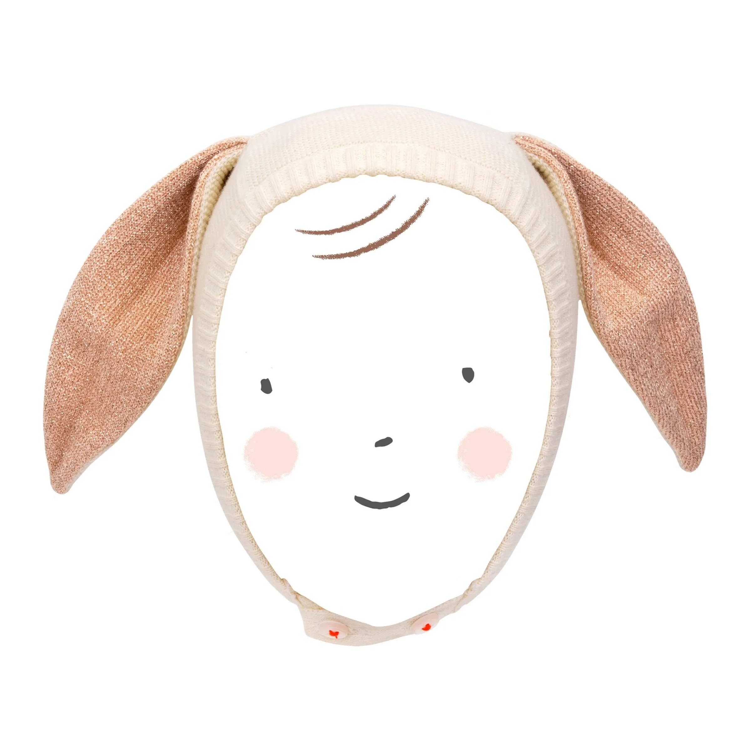 Peach Sparkle Bunny Baby Bonnet>Meri Meri Fashion