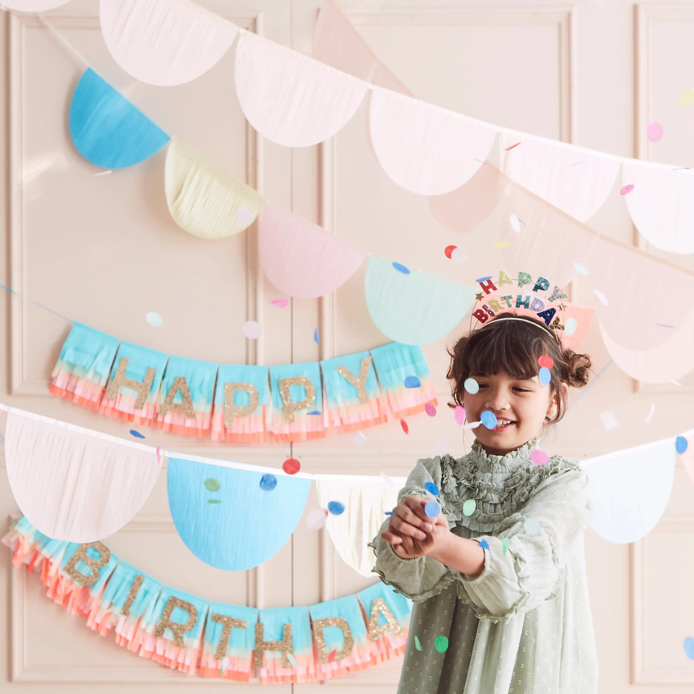 Peach Tissue Paper Scallop Garland Set>Meri Meri Outlet
