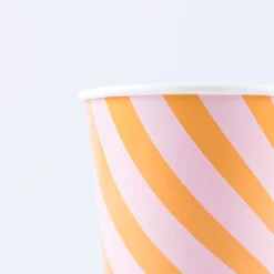 Pink & Orange Stripy Cups (x 8)><noscript><img width=