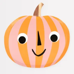 Pink & Orange Stripy Pumpkin Plates (x 8)>Meri Meri Clearance