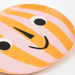 Pink & Orange Stripy Pumpkin Plates (x 8)><noscript><img width=