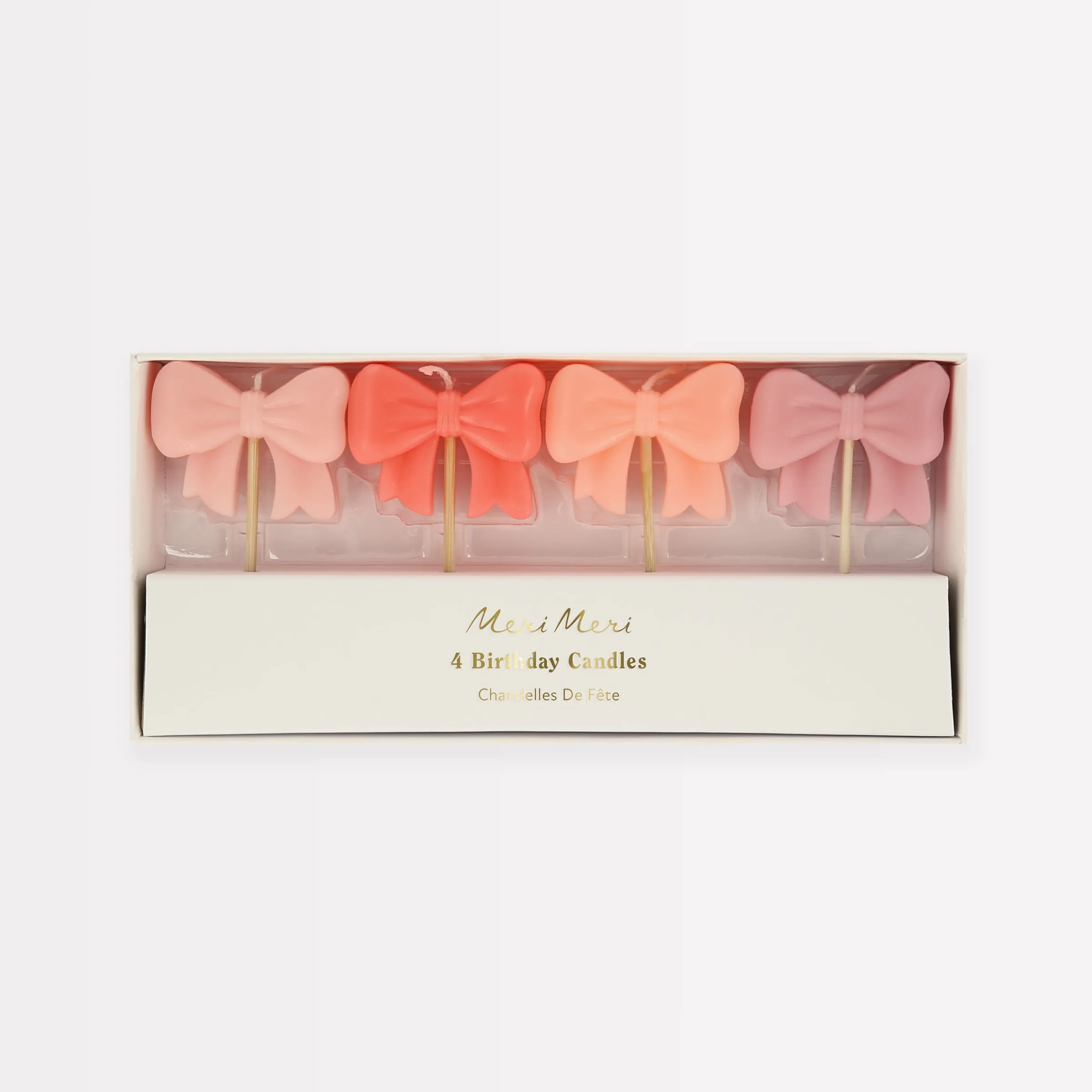 Pink Bow Candles (x 4)>Meri Meri Best