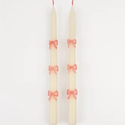 Pink Bow Taper Candles (x 2)><noscript><img width=