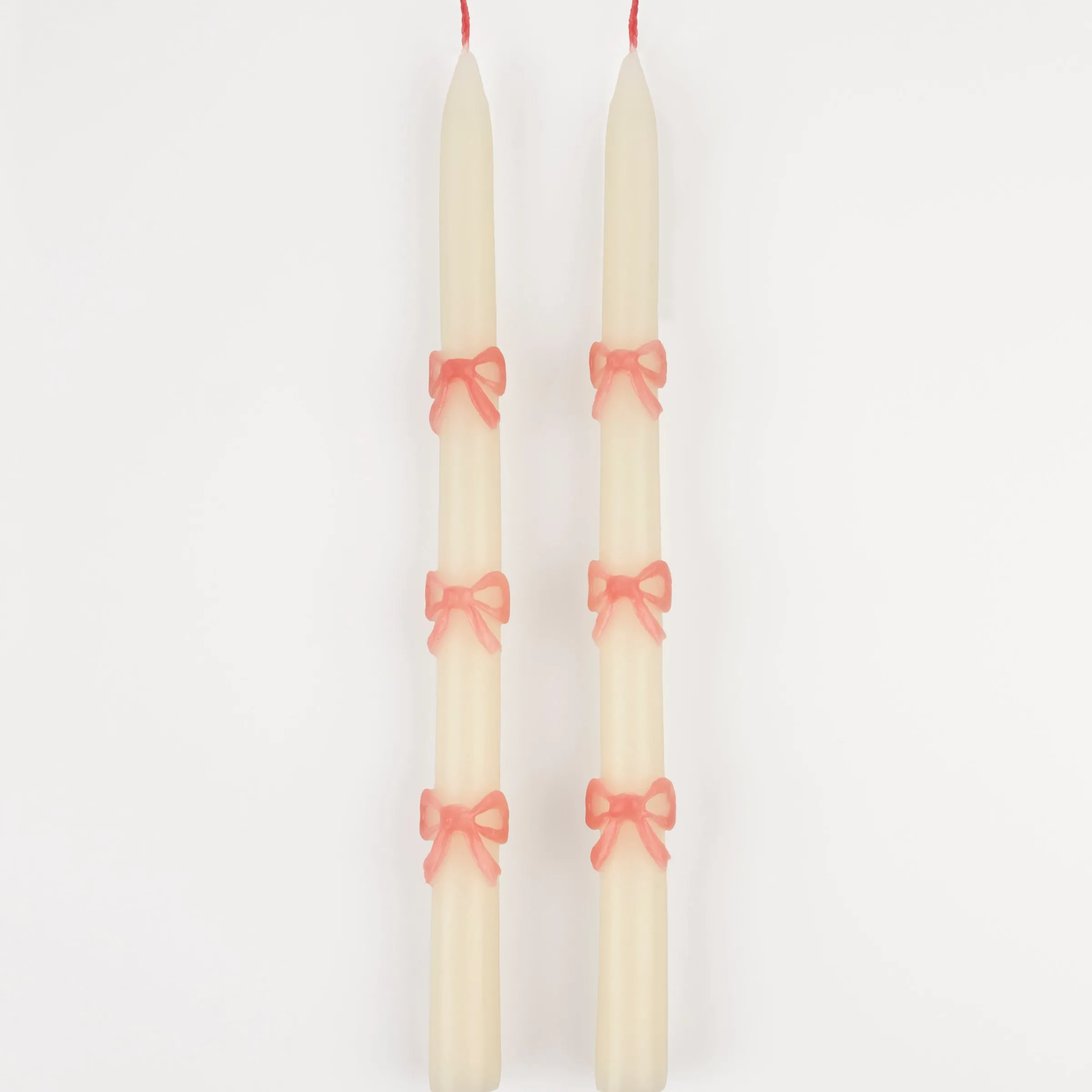 Pink Bow Taper Candles (x 2)>Meri Meri Clearance