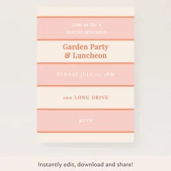 Pink Cabana Stripe Download & Print Invitation>Meri Meri Discount