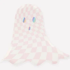 Pink Checker Ghost Plates (x 8)>Meri Meri Discount