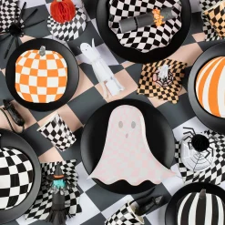Pink Checker Ghost Plates (x 8)>Meri Meri Discount