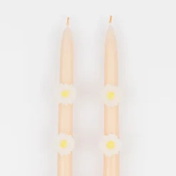 Pink Daisy Taper Candles (x 2)><noscript><img width=