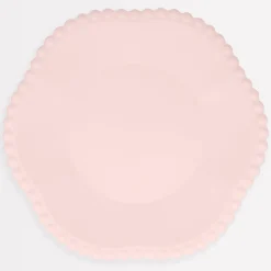 Pink Dot Edged Flower Compostable Dinner Plates (x 8)>Meri Meri Outlet
