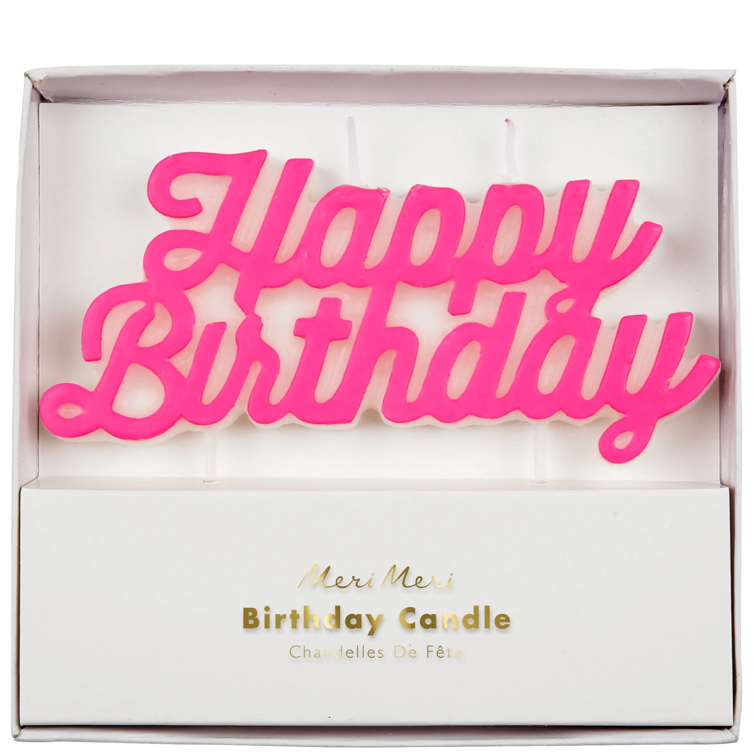 Pink Happy Birthday Candle>Meri Meri Clearance