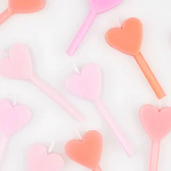 Pink Heart Candles (x 12)><noscript><img width=