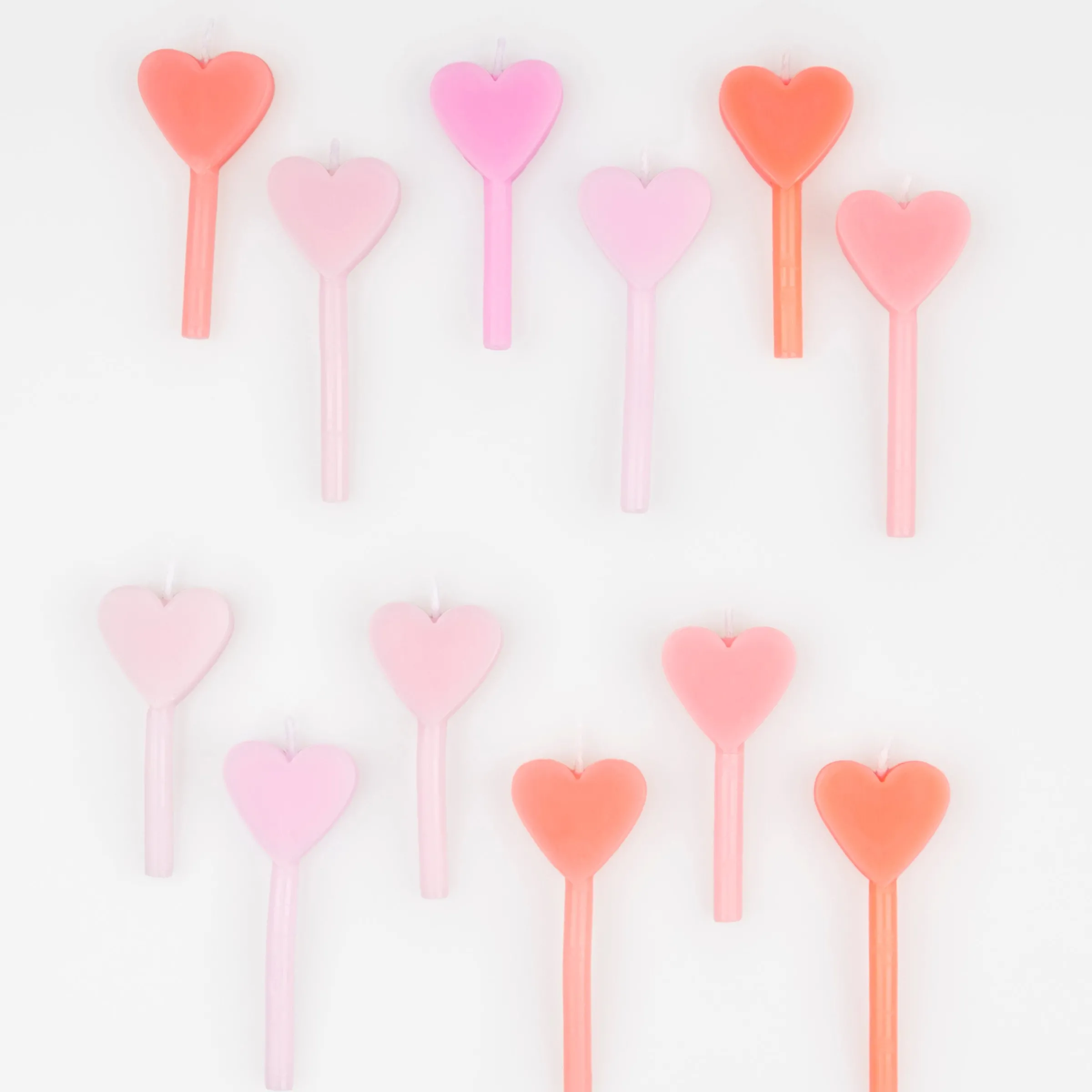 Pink Heart Candles (x 12)>Meri Meri Clearance