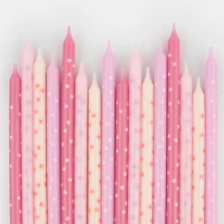 Pink Stars Candles (x 16)><noscript><img width=