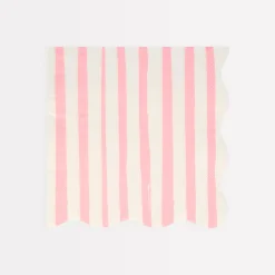 Pink Stripe Large Napkins (x 16)>Meri Meri Fashion