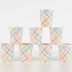 Plaid Pattern Cups (x 8)>Meri Meri Best