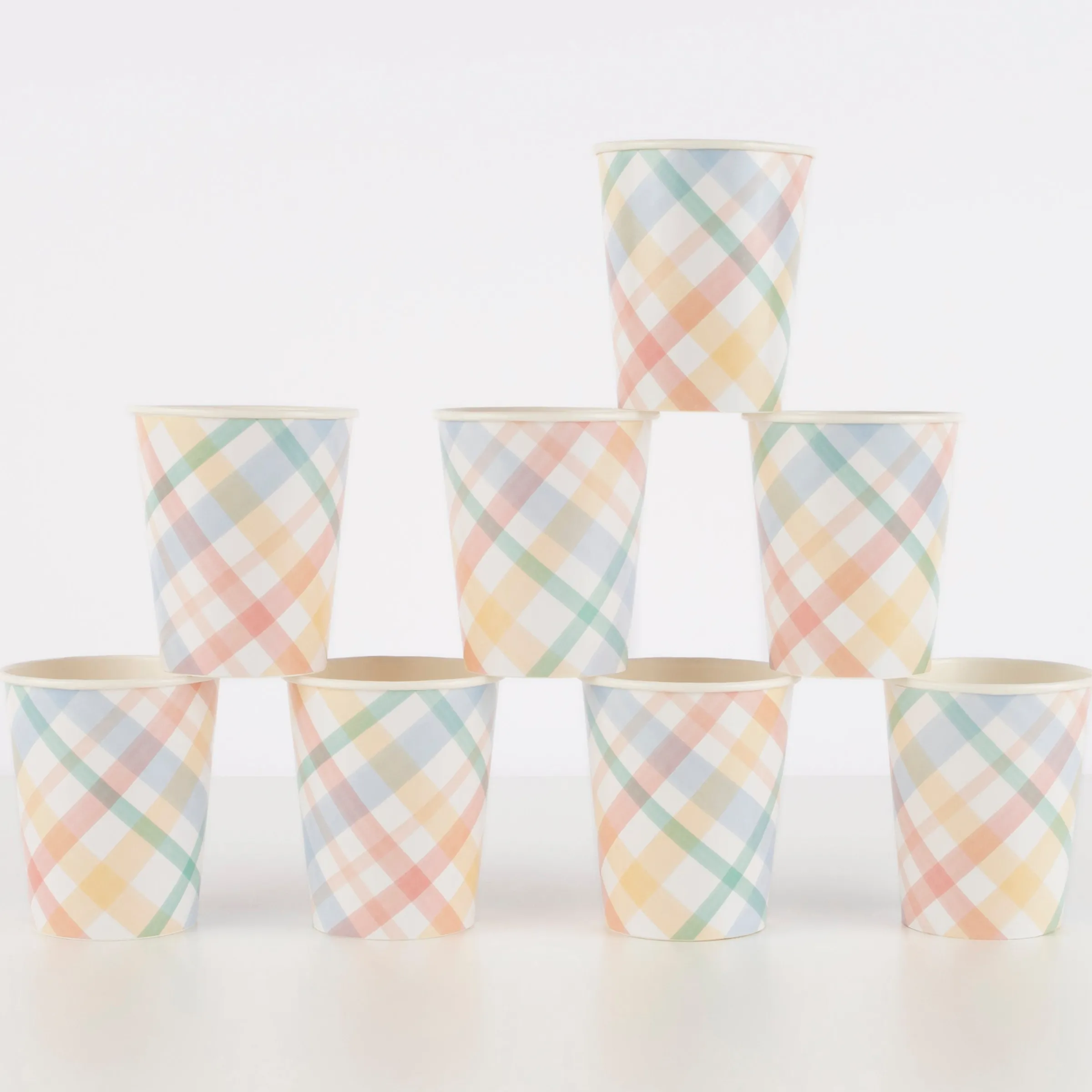 Plaid Pattern Cups (x 8)>Meri Meri Best