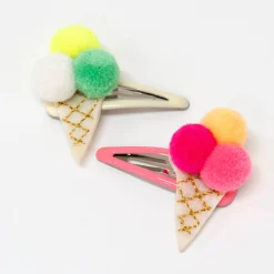 Pompom Ice Cream Hair Clips (x 2)>Meri Meri Fashion