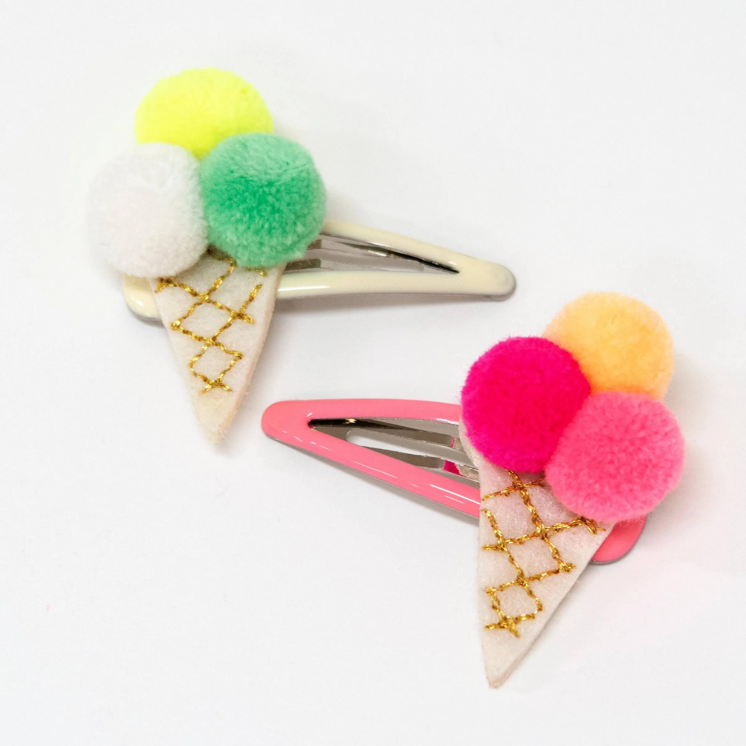 Pompom Ice Cream Hair Clips (x 2)>Meri Meri Fashion
