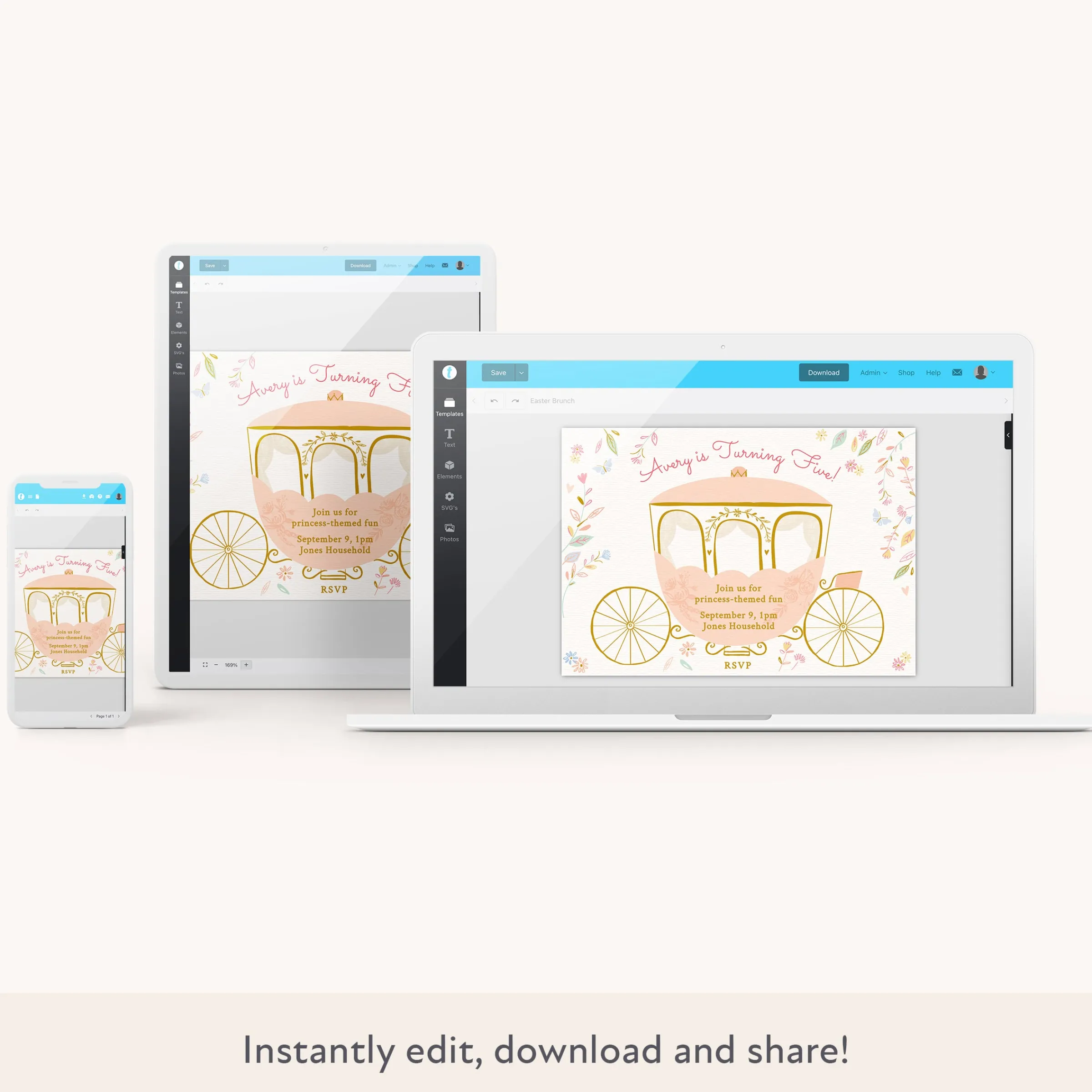 Princess Download & Print Invitation>Meri Meri Fashion