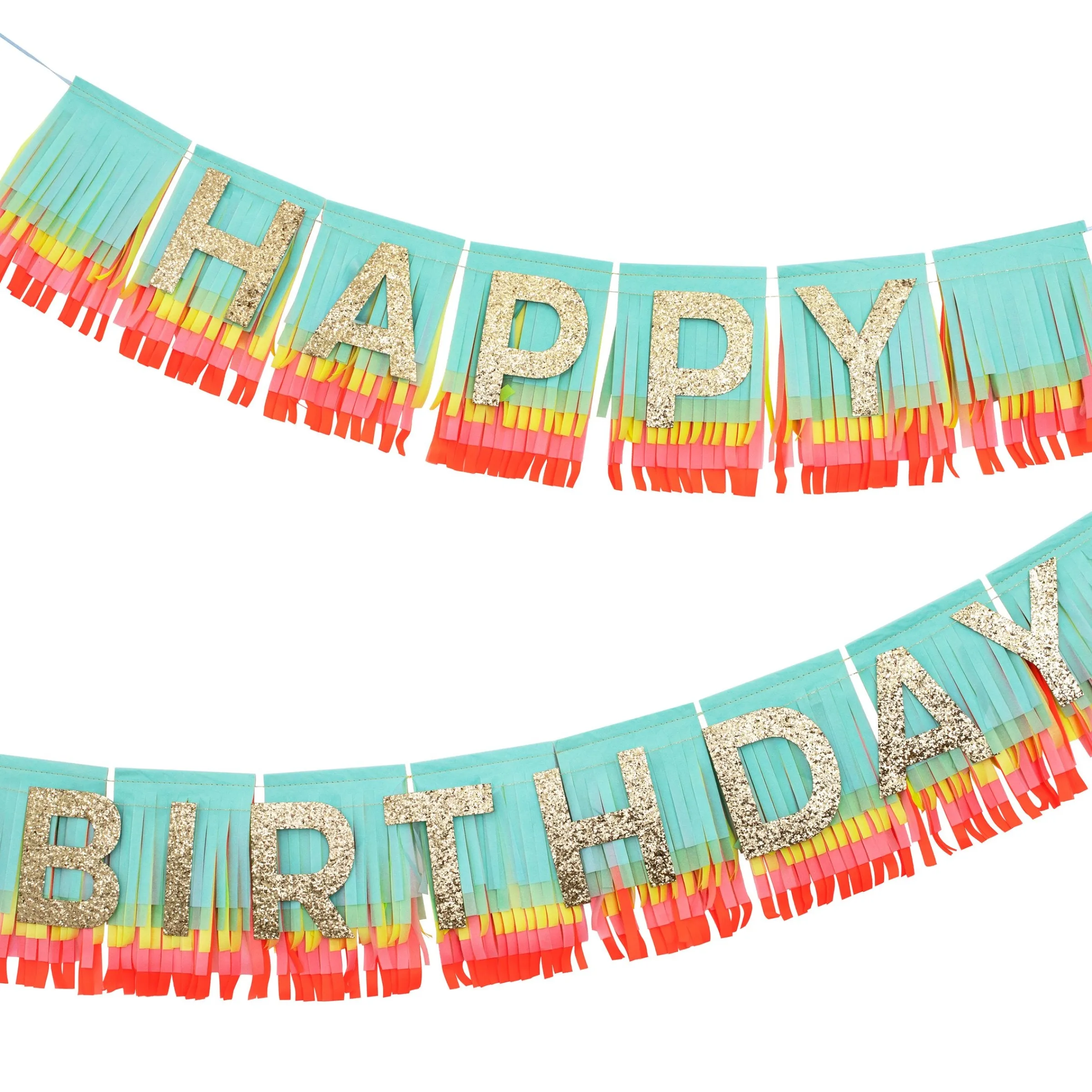Rainbow Happy Birthday Fringe Garland Set>Meri Meri New