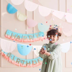 Rainbow Happy Birthday Fringe Garland Set><noscript><img width=