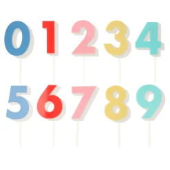 Rainbow Number Acrylic Toppers (x 10)>Meri Meri Best