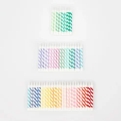 Rainbow Striped Mini Candles (x 50)>Meri Meri Online