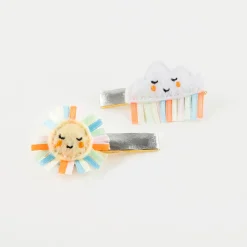 Rainbow Sun & Cloud Hair Clips (x 2)>Meri Meri Best