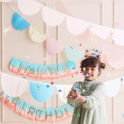 Rainbow Tissue Paper Scallop Garland Set><noscript><img width=