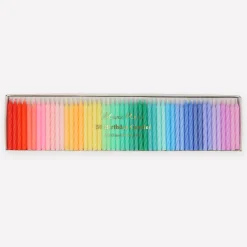 Rainbow Twisted Mini Candles (x 50)>Meri Meri Hot