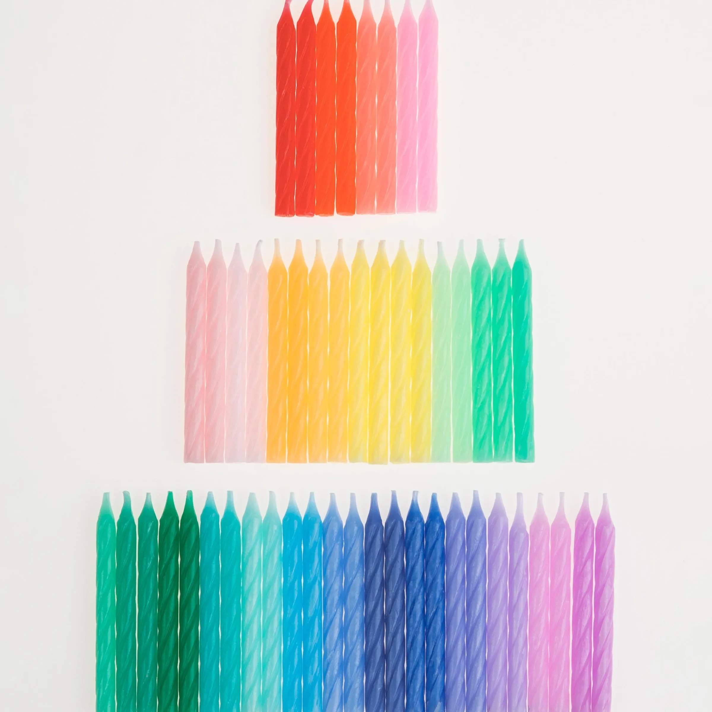 Rainbow Twisted Mini Candles (x 50)>Meri Meri Hot