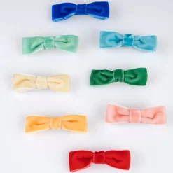 Rainbow Velvet Bow Hair Clips (x 8)>Meri Meri Outlet