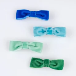 Rainbow Velvet Bow Hair Clips (x 8)><noscript><img width=