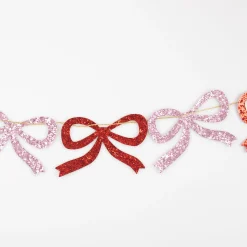 Red & Pink Glitter Bow Garland><noscript><img width=