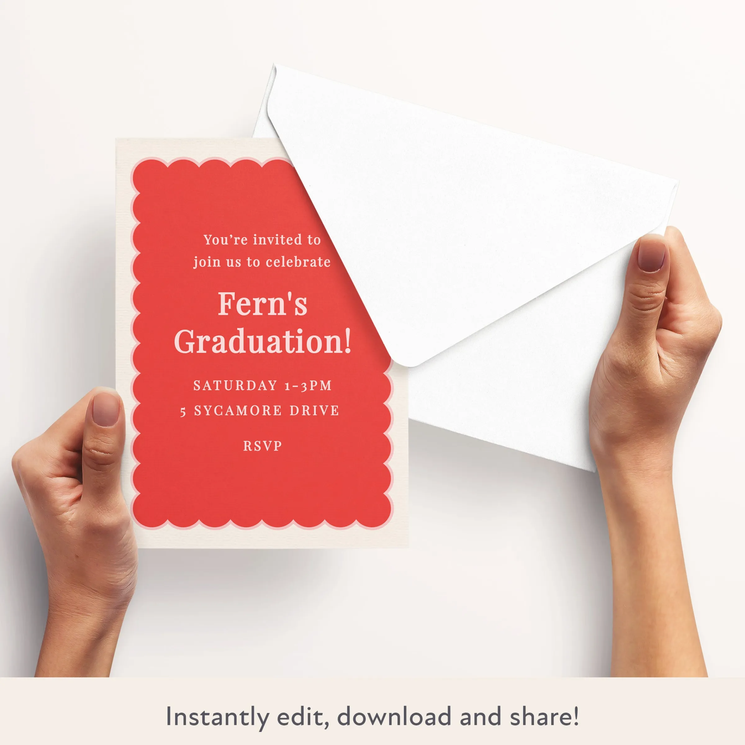 Red Scallop Download & Print Invitation>Meri Meri Online