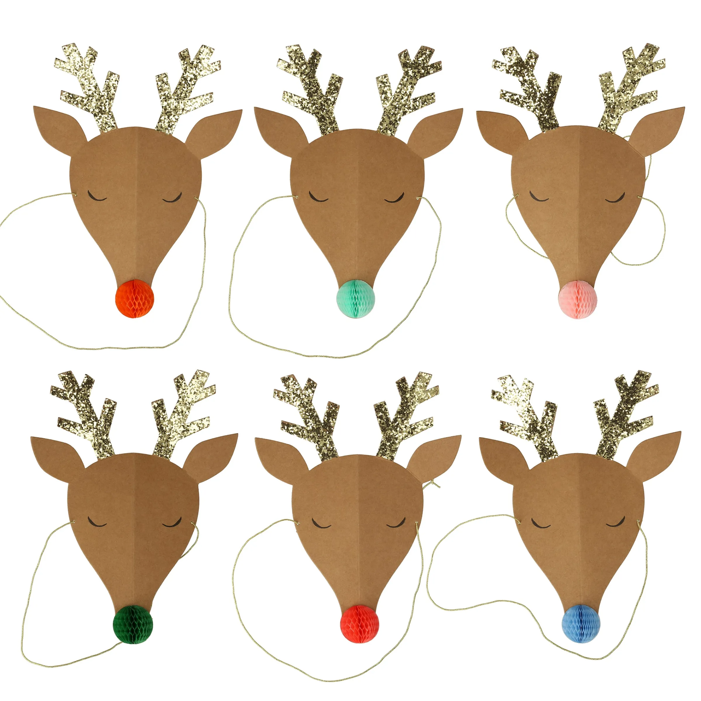 Reindeer Party Hats (x 6)>Meri Meri Outlet