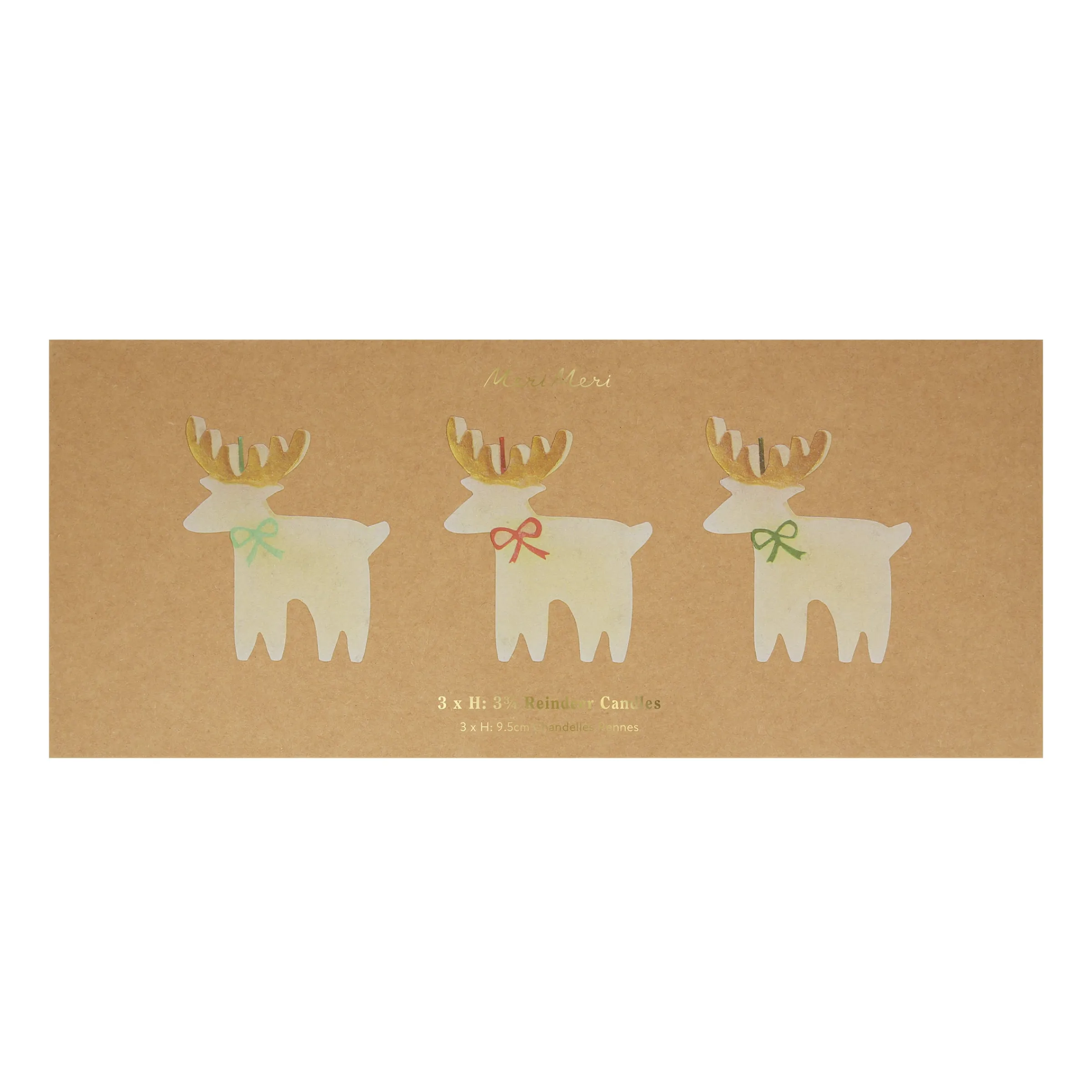 Reindeer With Bow Candles (x 3)>Meri Meri New