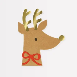 Reindeer With Red Bow Napkins (x 16)>Meri Meri Outlet