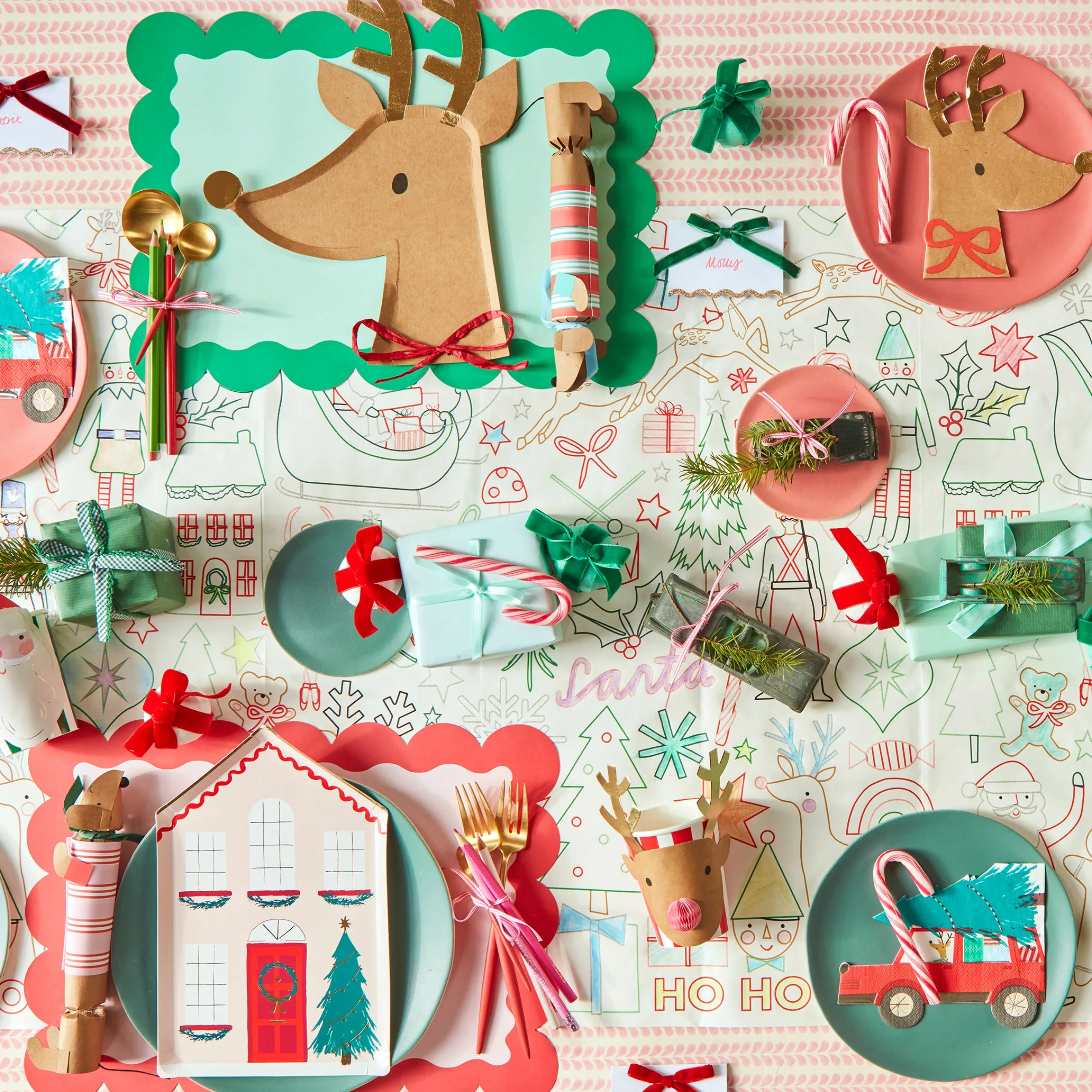 Reindeer With Red Bow Napkins (x 16)>Meri Meri Outlet