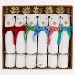 Reindeer With Velvet Bows Crackers (x 6)>Meri Meri New