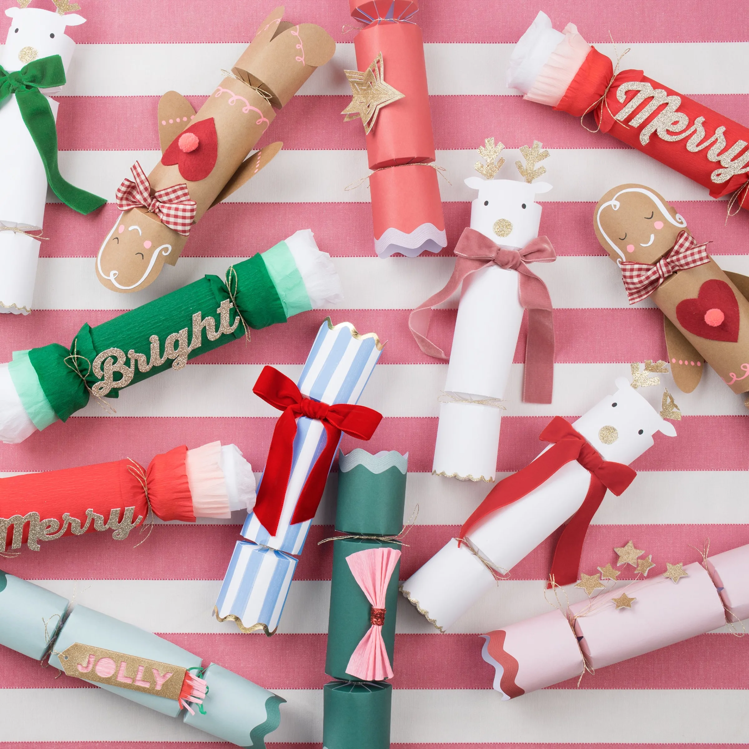 Reindeer With Velvet Bows Crackers (x 6)>Meri Meri New