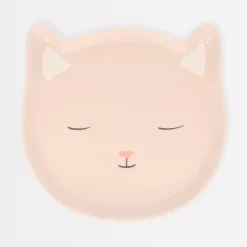 Reusable Pink Cat Plate>Meri Meri New