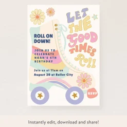 Roller Skate Download & Print Invitation>Meri Meri Fashion