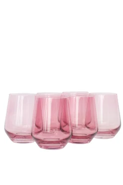 Rose Stemless Wine Glasses ( x 6)>Meri Meri Discount